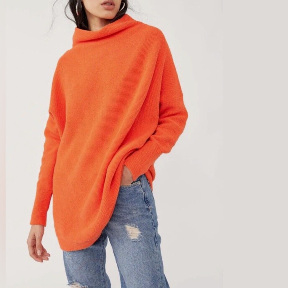 Free People Audacious Long Sleeve Ottoman Slouchy Ribbed Tunic Sweater Sz XS